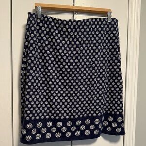 Talbots Navy and White A-Line Skirt